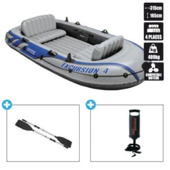 BATEAU GONFLABLE INTEX EXCURSION 4 + 2 AVIRONS + GONFLEUR 9 BATEAU GONFLABLE INTEX EXCURSION 4 + 2 AVIRONS + GONFLEUR -Nautigames Magasin bateau gonflable intex excursion 4 2 avirons gonfleur 2
