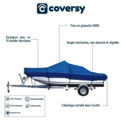 HOUSSE TRANSPORT BATEAU BLEU COVERSY Bateau De 400 à 430 Cm De Long X 229 Cm De Large -Nautigames Magasin housse transport bateau bleu orangemarine bateau de 400 a 430 cm de long x 229 cm de large 3