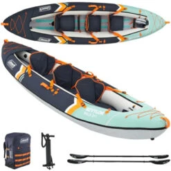 Kayak Gonflable Sevylor Kit Maui ( Nouveau Alameda) 2 Adultes 1 Enfant Avec 2 Pagaies Et Pompe