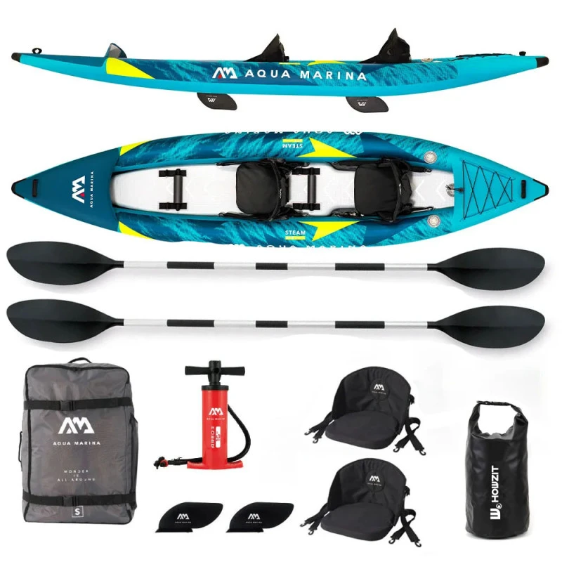 PACK KAYAK AQUA MARINA STEAM 412 2 PERSONNES + 2 PAGAIES + SAC ETANCHE 2 PACK KAYAK AQUA MARINA STEAM 412 2 PERSONNES + 2 PAGAIES + SAC ETANCHE – Image 2