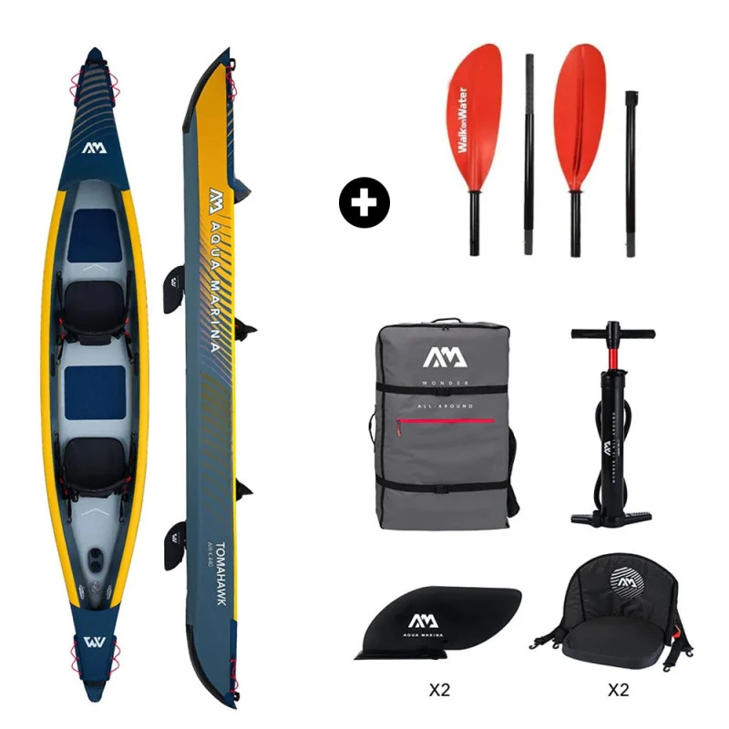 PACK KAYAK GONFLABLE AQUA MARINA TOMAHAWK AIR-K 2P + 2 PAGAIES 1 PACK KAYAK GONFLABLE AQUA MARINA TOMAHAWK AIR-K 2P + 2 PAGAIES